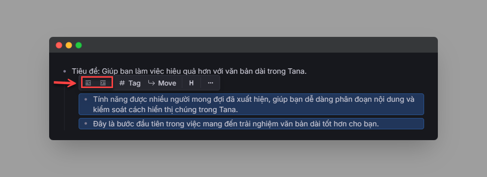 Tiêu đề: Làm việc hiệu quả hơn với văn bản dài trong Tana