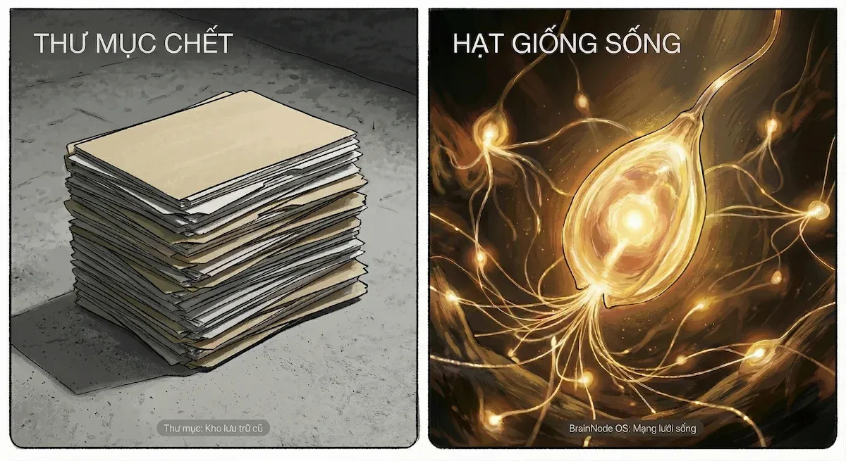 So sánh phần mềm ghi chú truyền thống và Hệ điều hành tư duy BrainNode OS trên Tana.
