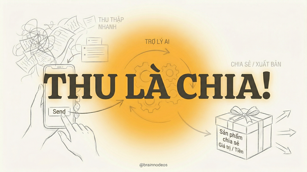 Quy trình thu thập thông tin nhanh và dùng Trợ lý AI xử lý để xuất bản nội dung.